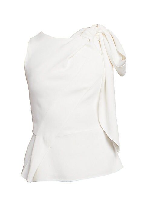 Roland Mouret Women's Vasa Tie Shoulder Top - White - Size 6 UK (2 US) | Saks Fifth Avenue