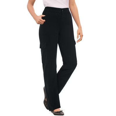 Woman Within Straight-Leg Cargo Pant - 40 W, Black | Target