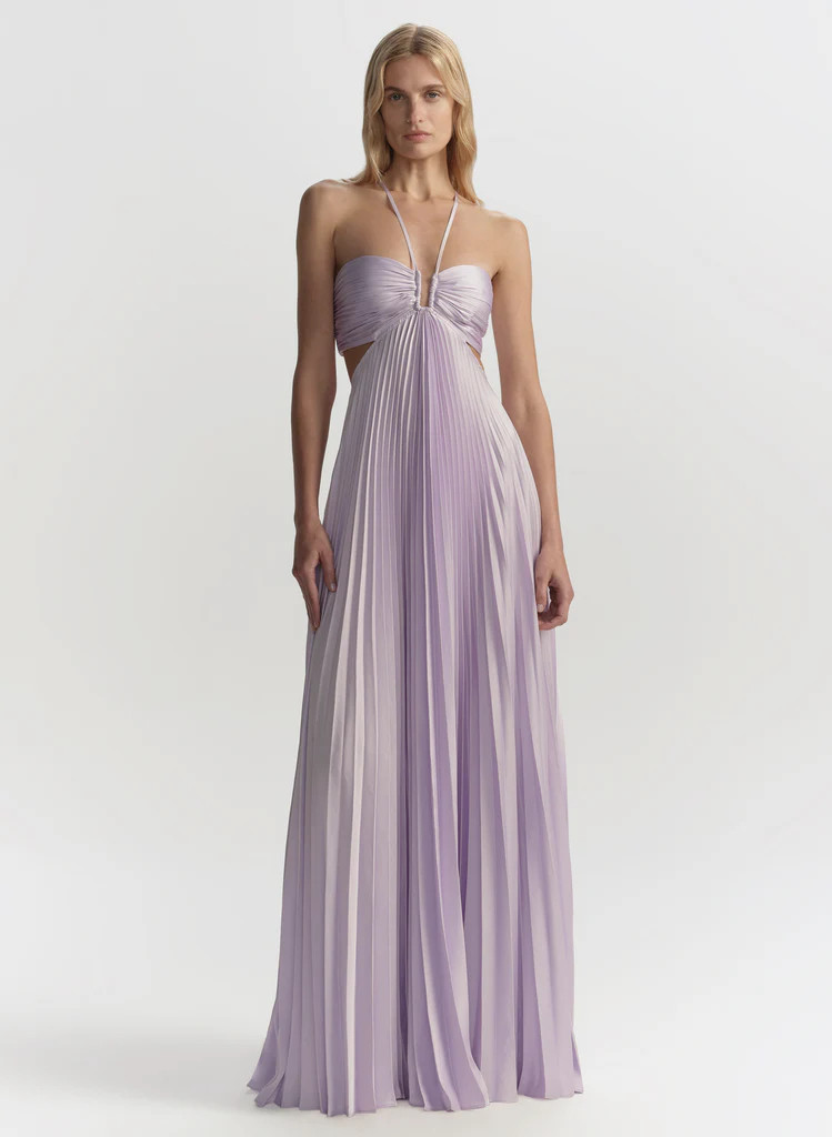 Moira Satin Pleated Maxi Dress | A.L.C