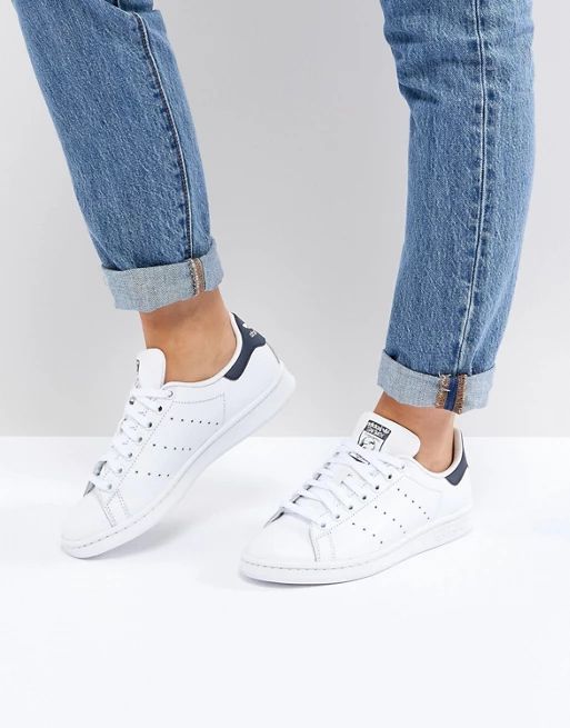 adidas Originals White And Navy Stan Smith Sneakers | ASOS US