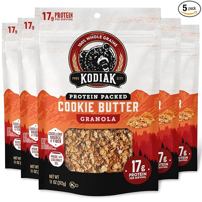 Kodiak Cakes Granola Pouch, Cookie Butter, High Protein, 100% Whole Grains (Pack of 5 pouches) | Amazon (US)