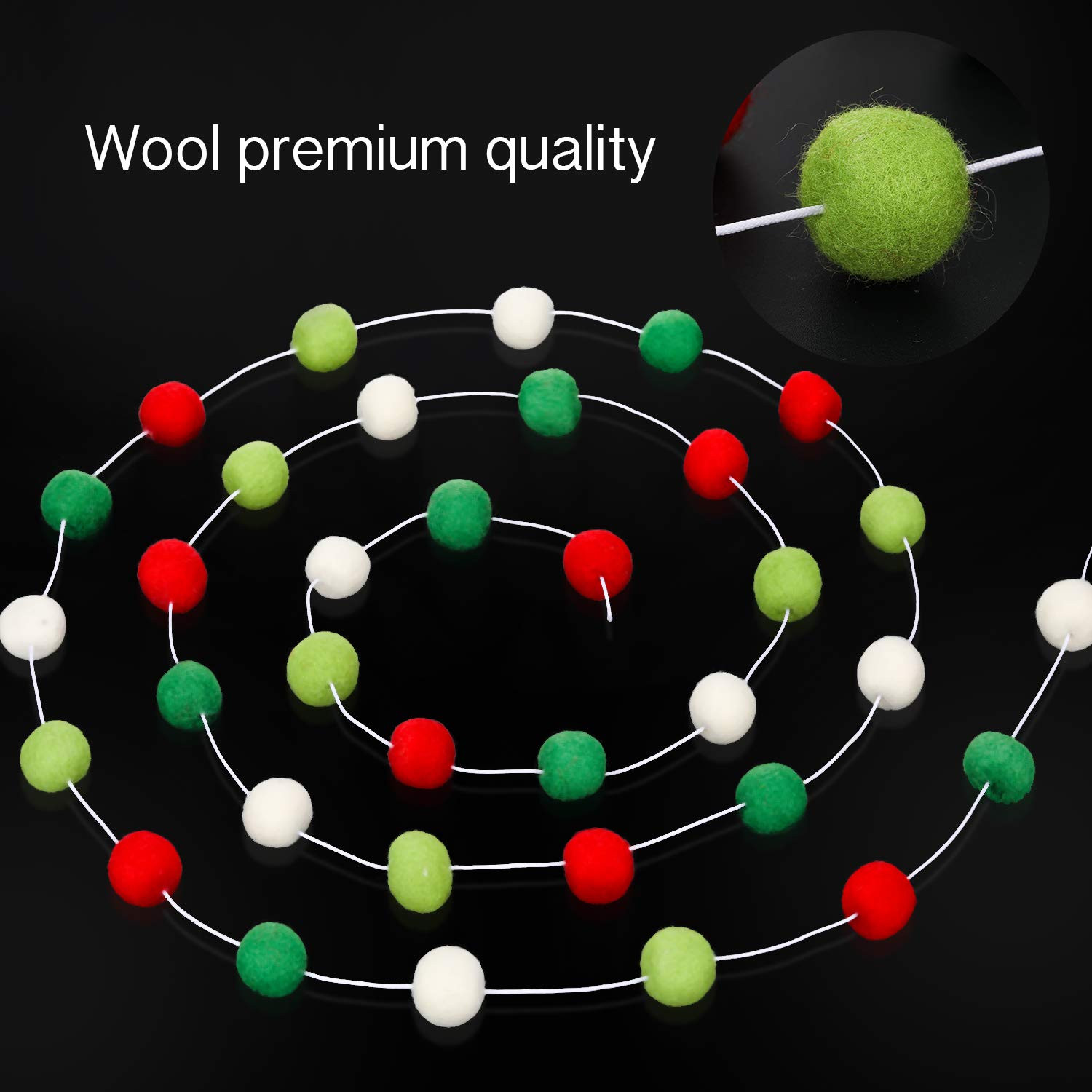 Boao 2 Pack Felt Ball Garland Christmas Pom Pom Garland 19.6 ft 70 Balls Wool Felt Colorful Pompo... | Amazon (US)