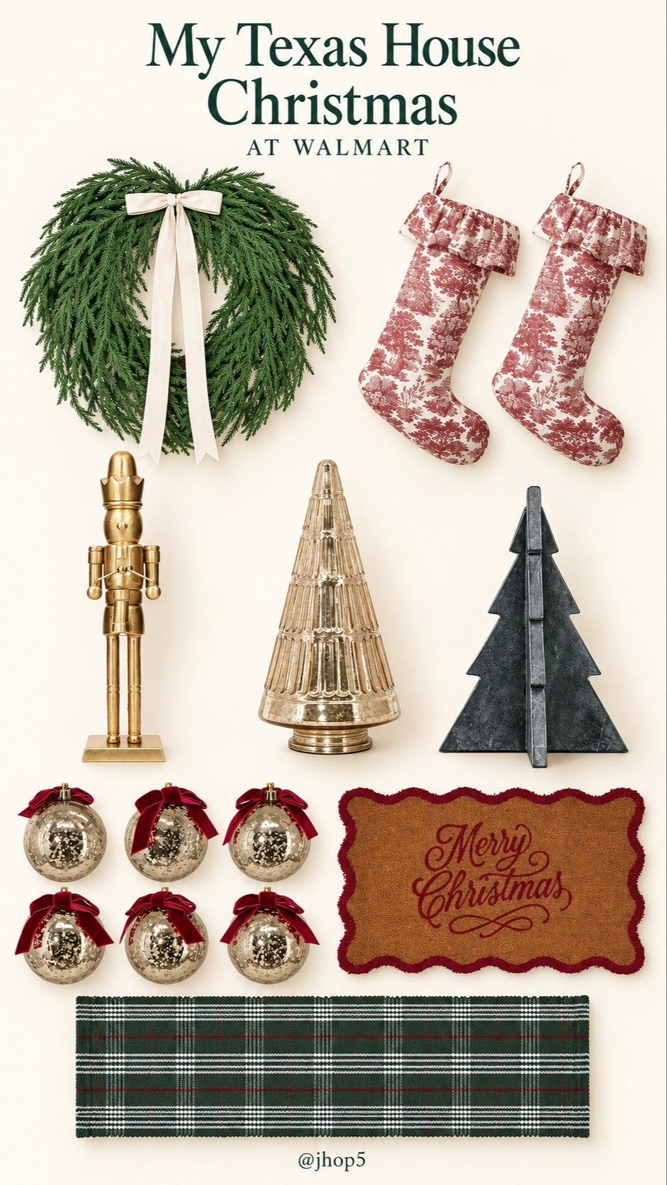 My Texas House Christmas finds at Walmart! Rich greenery, red toile stockings, velvet bows and gold accents for a classic, cozy holiday home. #WalmartFinds #MyTexasHouse #ChristmasDecor

#LTKSeasonal #LTKHome