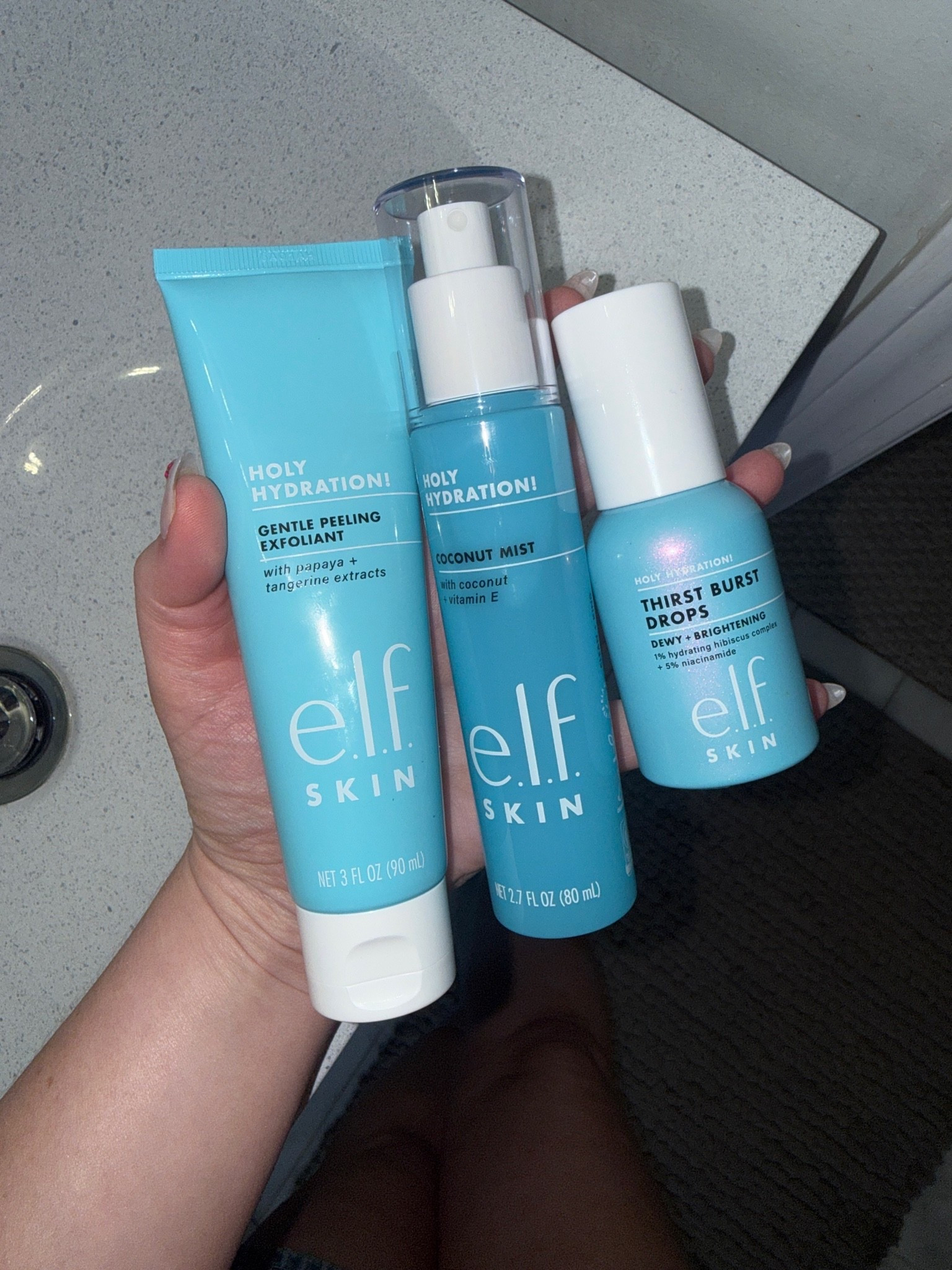 I absolutely love this Elf hydration line so much. Exfoliant, serum, and hydration coconut spray, great for pool or beach day.

#LTKmorningroutine #LTKselfcare #LTKBeauty