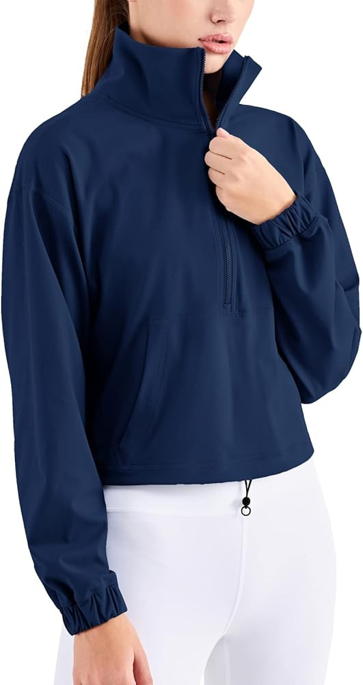 altiland Half Zip Pullover Cropped Jackets for Women Long Sleeve Workout Athletic Running Yoga Sh... | Amazon (US)