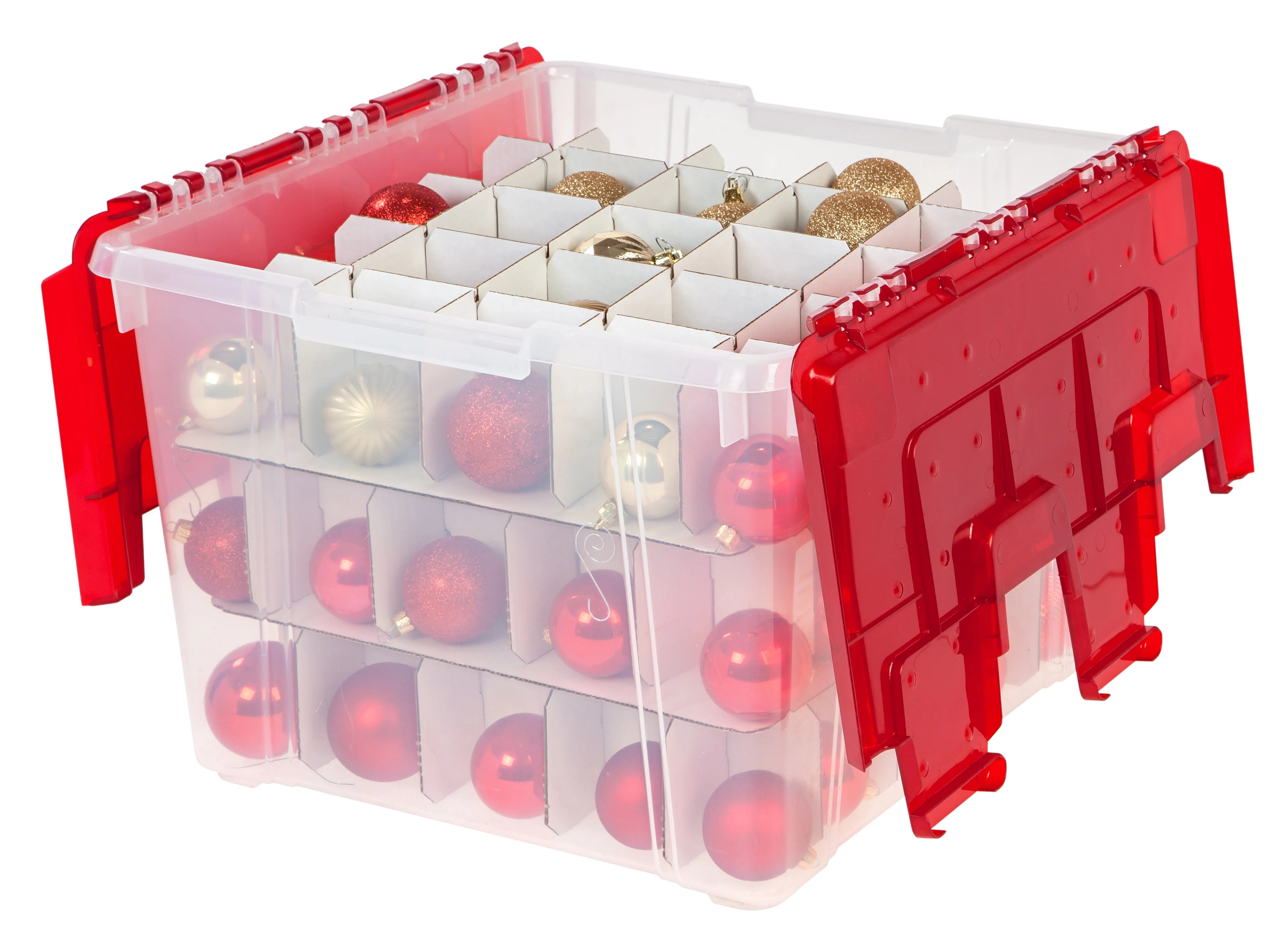 IRIS 60 Quart Holiday Wing-Lid Box with Ornament Dividers, 2 Pack, Red - Walmart.com | Walmart (US)