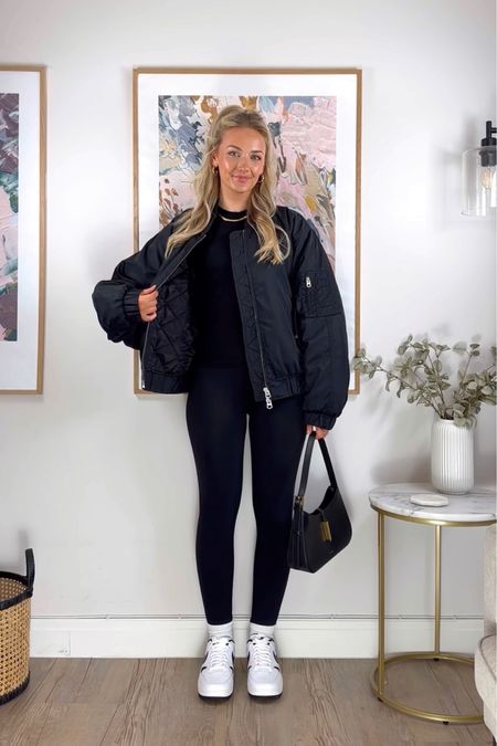 Wearing size medium in the bomber as I wanted a really slouchy fit and size small regular for my leggings 
Extra items linked below too! 

#LTKSeasonal #LTKeurope