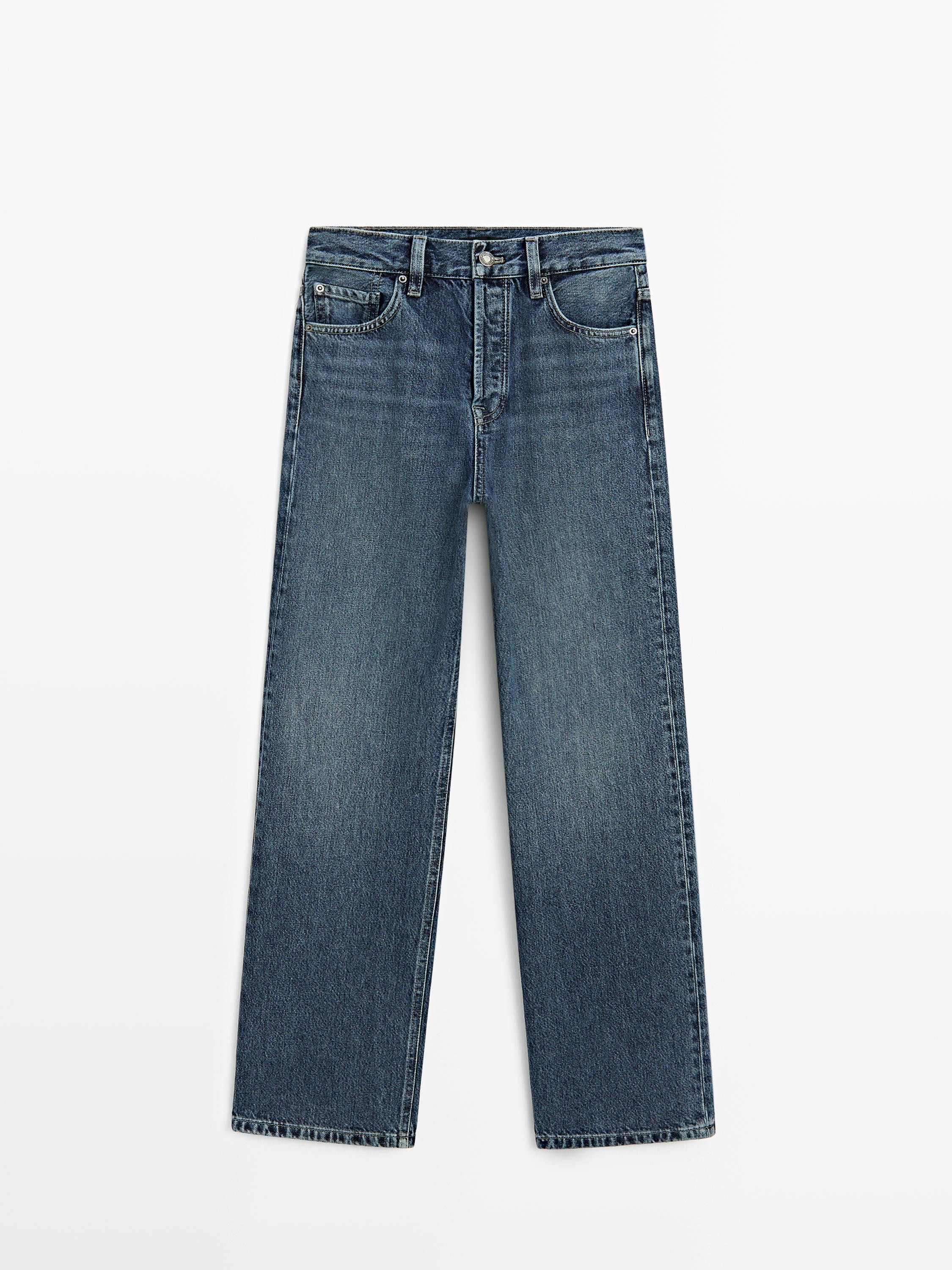 Straight-Fit-Jeans mit hohem Bund und Baumwolle | Massimo Dutti DE