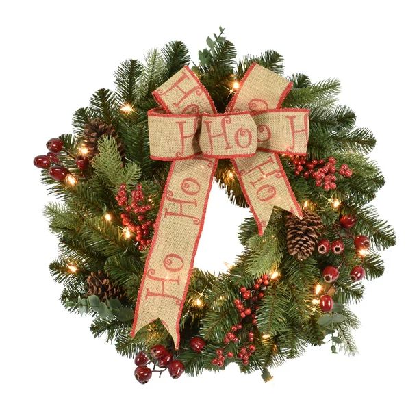 Puleo International 24 inch Prelit Decorated wreath with 35 Clear Incandescent Lights | Walmart (US)