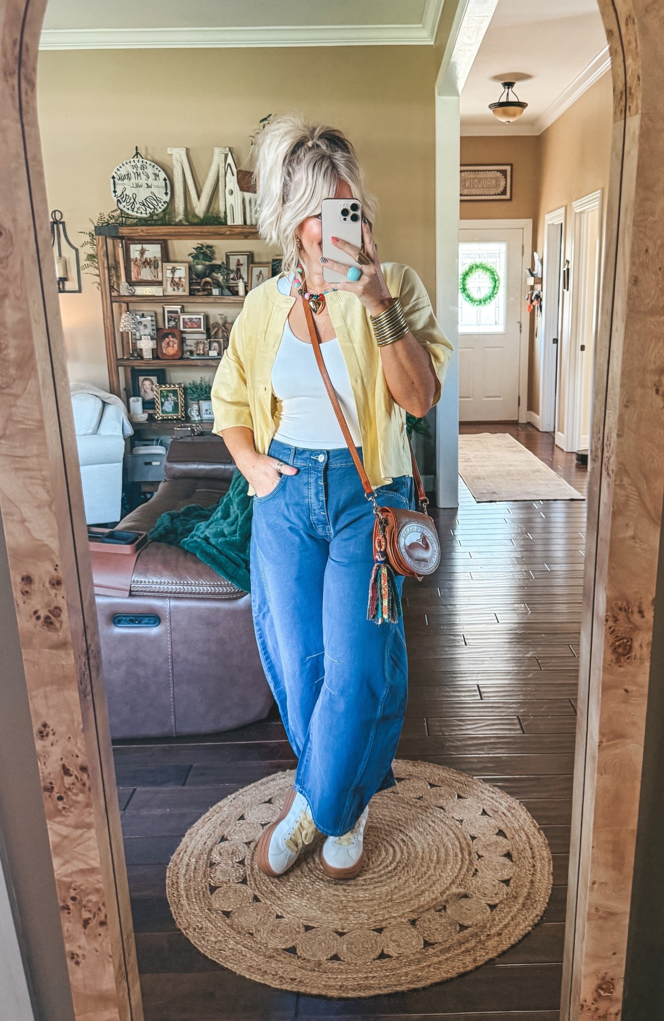 This fit made me happy:) 
Yellow cardigan M
White tank M
Jeans sized true to size
Adidas I sized down 


#LTKootd #LTKOver40 #LTKgrwm