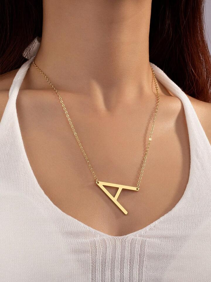 1pc Fashion Iron Letter Decor Pendant Necklace For Women For Daily Life | SHEIN