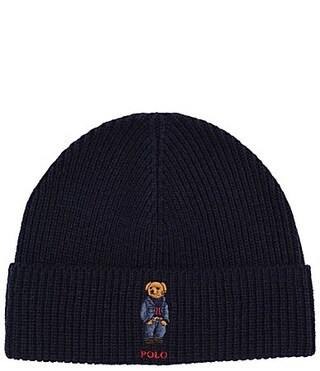 Polo Ralph Lauren Denim Bear Embroidered Knit Wool Blend Beanie - Classic Navy | Dillard's