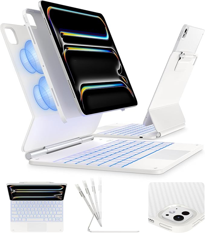 typecase Edge+ Keyboard Case for iPad Pro 13-inch (M5/M4) 2025/2024, White Keyboard with White Ca... | Amazon (US)