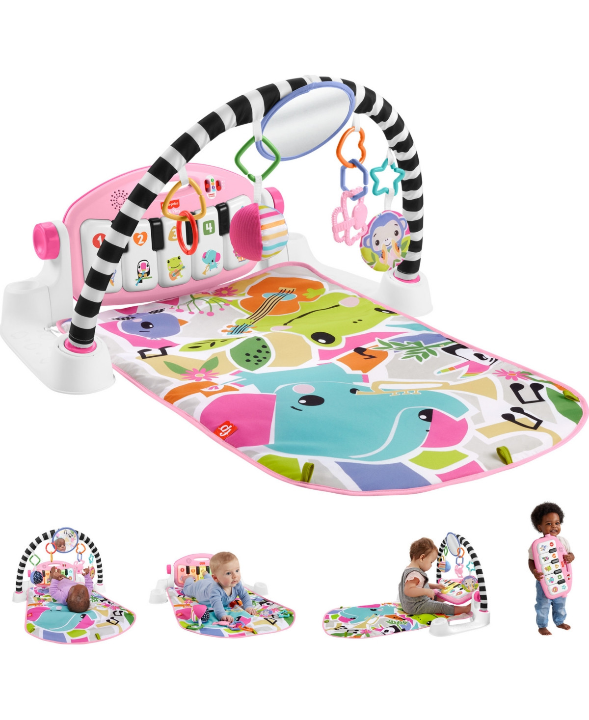 Fisher Price Glow and Grow Kick Play Piano Gym Baby Playmat with Musical Learning Toy, Pink - Multicolor | Macy's