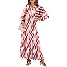 ANRABESS Womens Boho Maxi Dresses 2026 Summer V Neck Puff Sleeve Floral Flowy Swing Fall Casual L... | Amazon (US)