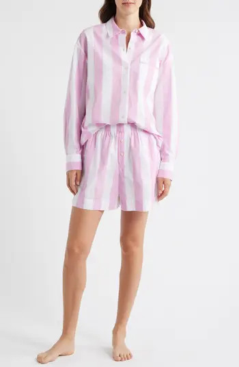 Oversize Stripe Cotton Short Pajamas | Nordstrom