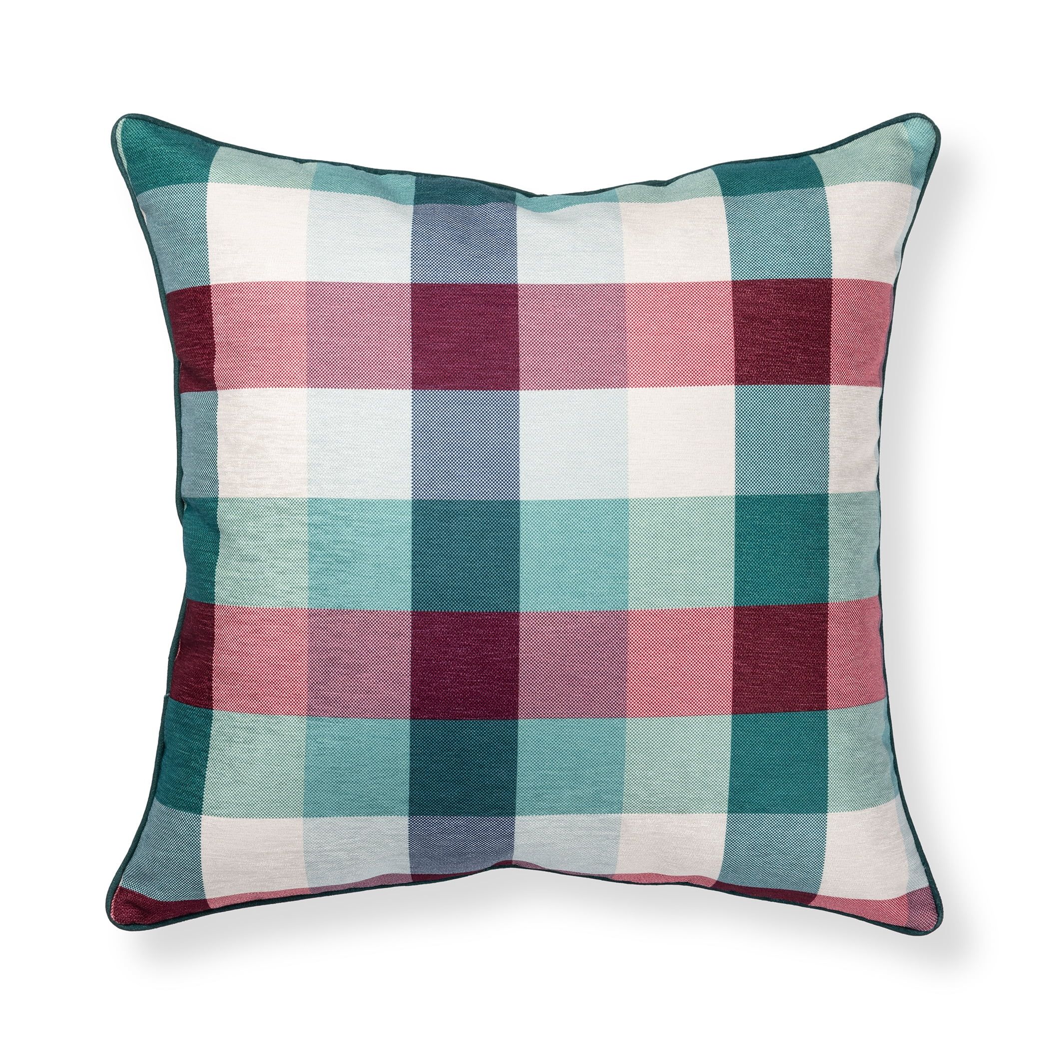 Better Homes & Gardens Holiday Plaid Outdoor Throw Pillow, 20" x 20" Square, Green & Red - Walmar... | Walmart (US)