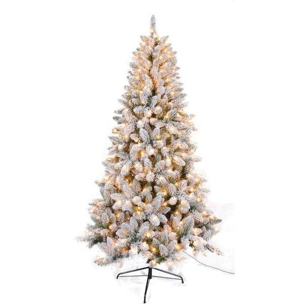 7.5' Holiday Seasonal Home Decor Flocked Christmas Tree With 450 UL White Lights | Bed Bath & Beyond