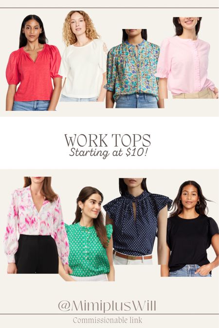 Women’s work tops that are loose and easy to wear! Starting at $10.

Womens workwear | work outfit | work top | summer work outfit | office wear | petite fashion 
Follow @mimipluswill for more! 

#LTKSaleAlert #LTKFindsUnder100 #LTKWorkwear