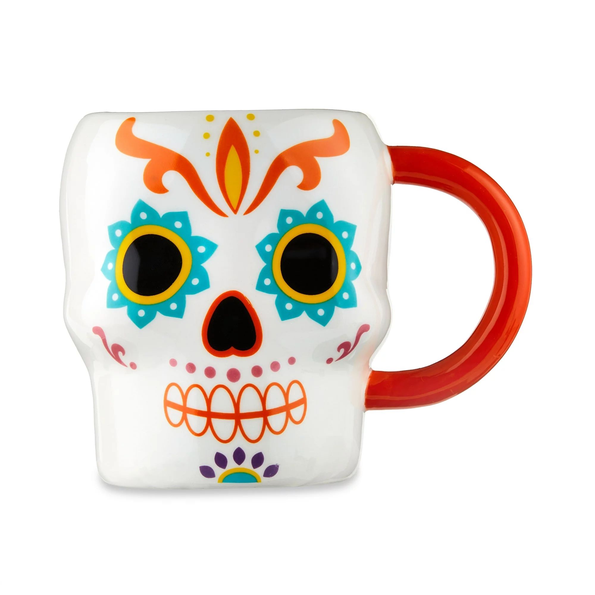 Halloween Ceramic Sugar Orange Skull Mug, 5.5 in x 3.88 in x 4.25 in, by Way To Celebrate | Walmart (US)