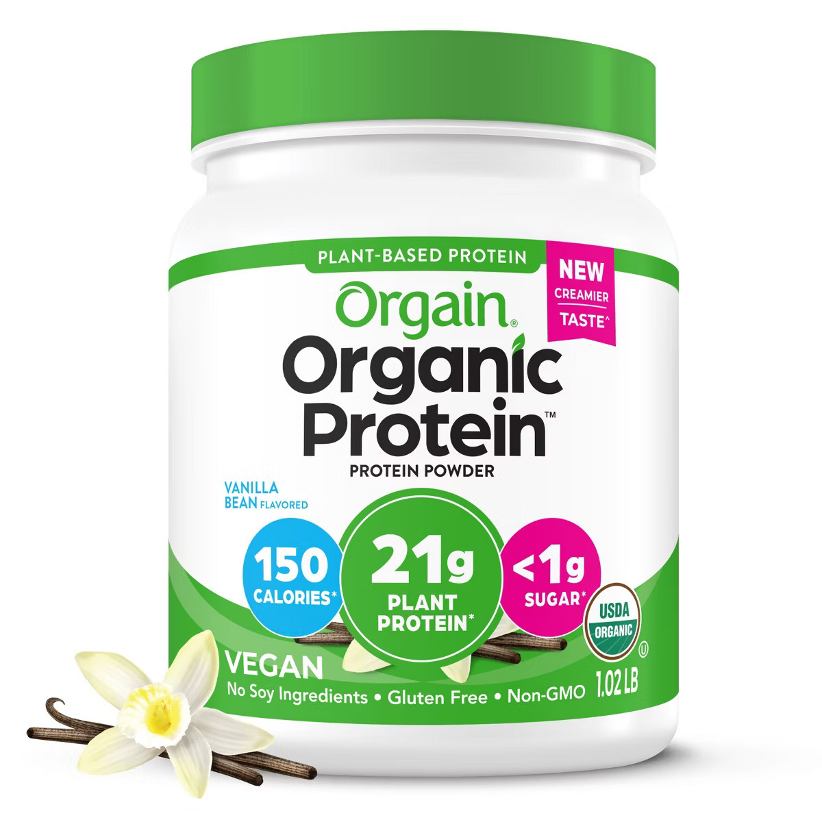 Orgain Organic Vegan Plant Based Protein Powder - Vanilla Bean - 16.32oz | Target