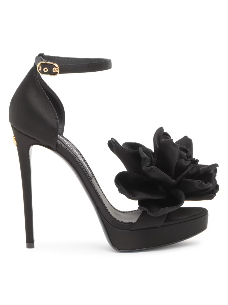 105MM Leather Rosette Platform Sandals | Saks Fifth Avenue