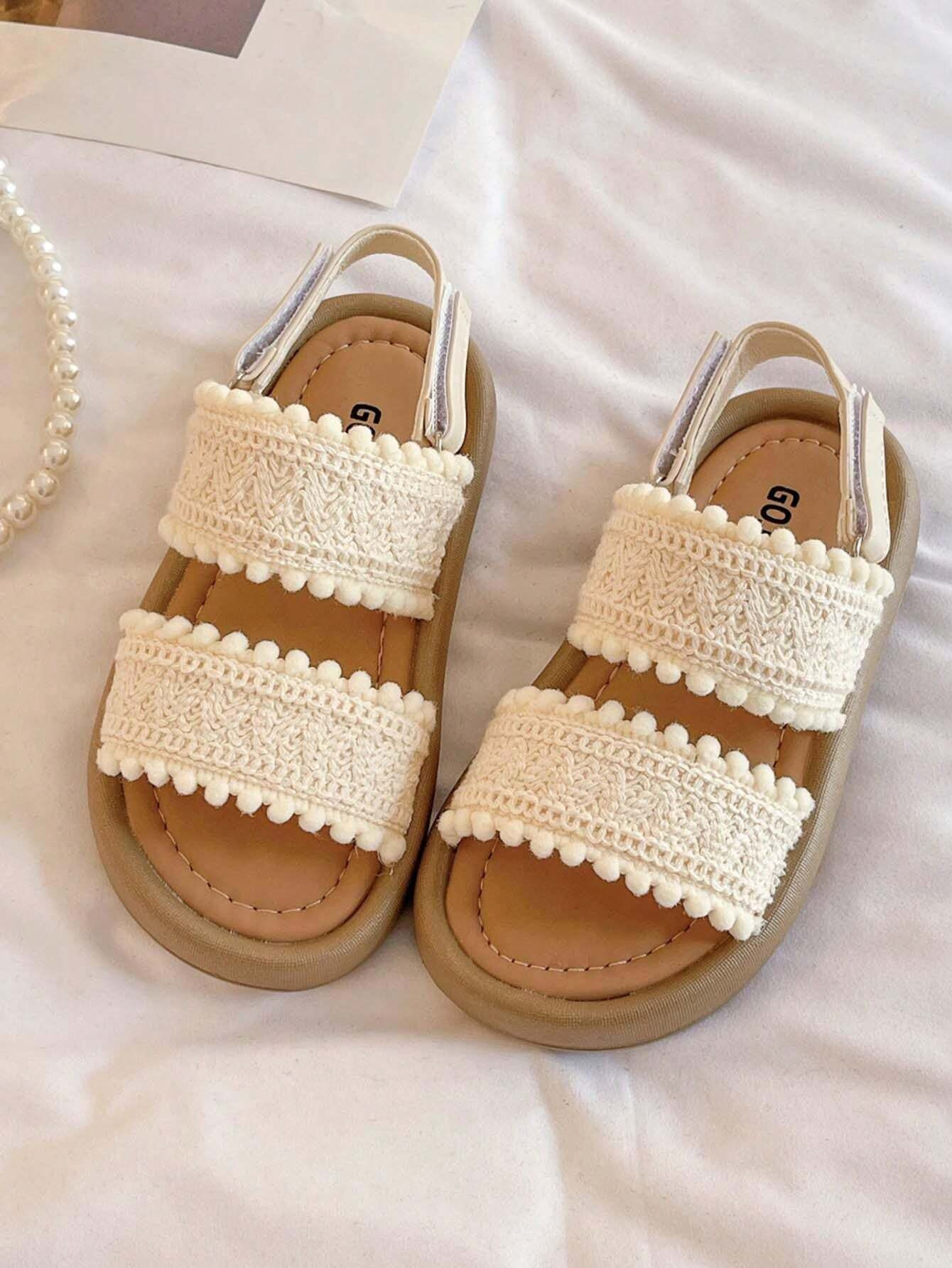 1pair Girls Braided Princess Style Soft Bottom Cute Sandals, Summer | SHEIN