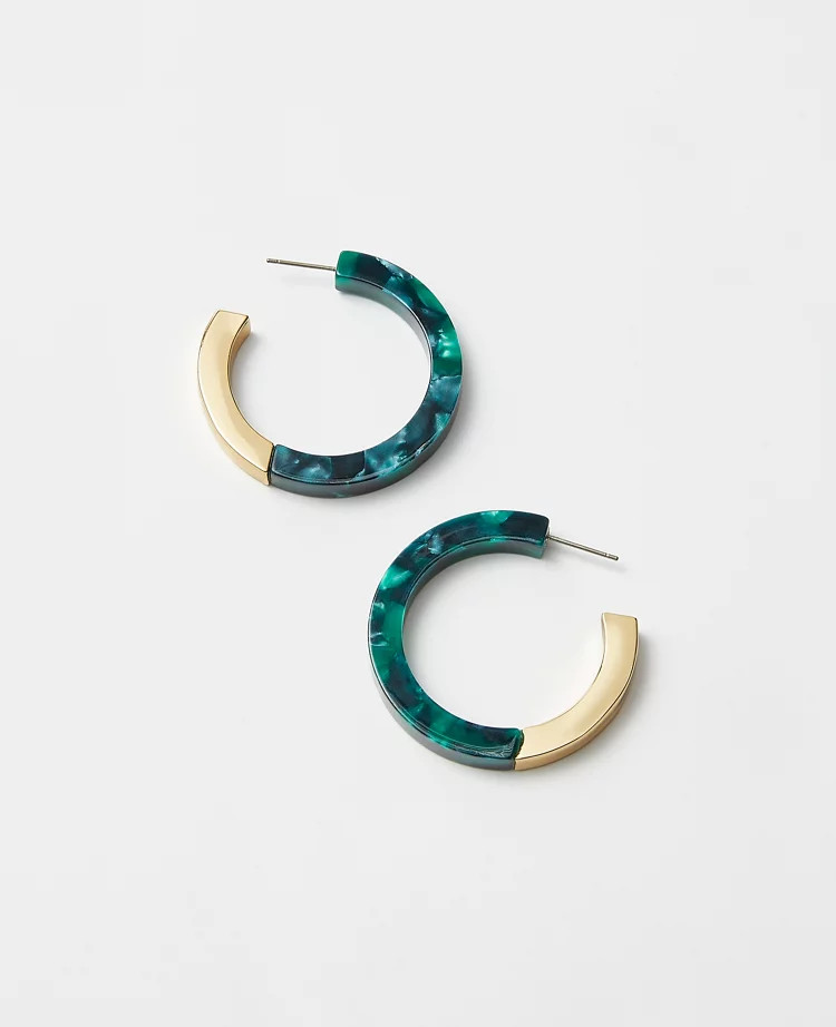 Tortoiseshell Print Metal Hoop Earrings | Ann Taylor (US)