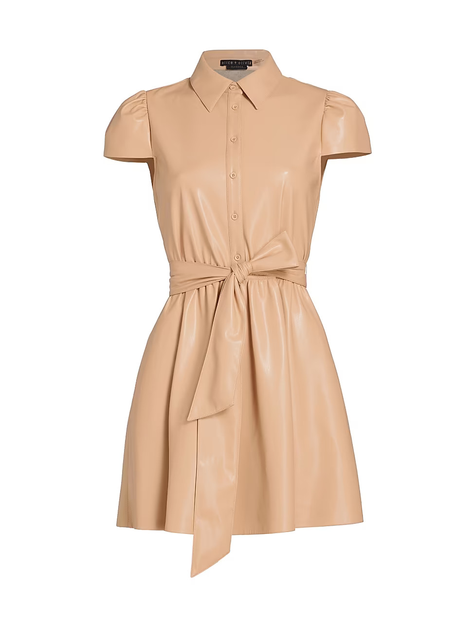 Carolyn Vegan Leather Tie-Waist Shirtdress | Saks Fifth Avenue