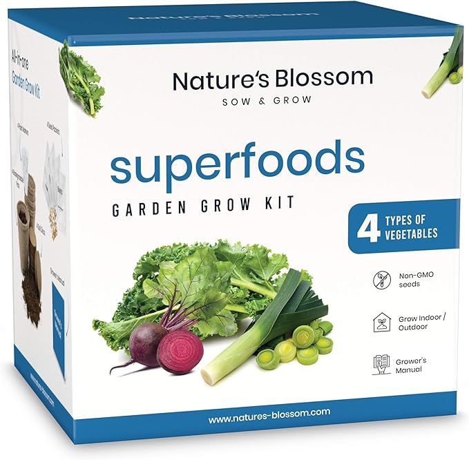 Nature's Blossom Superfood Vegetables Garden Kit with Everything a Beginner Gardener Needs to Gro... | Amazon (US)