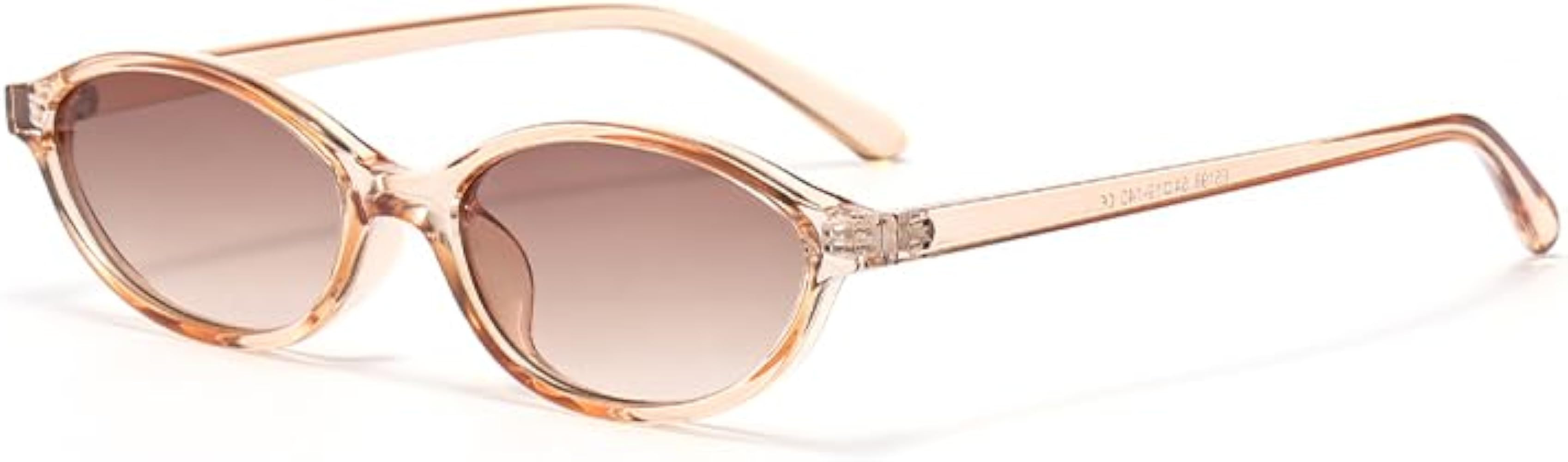 Long Keeper Retro Oval Sunglasses Fashion Small Oval Cat Eye Sun Glasses Vintage 90s Sunglasses S... | Amazon (UK)