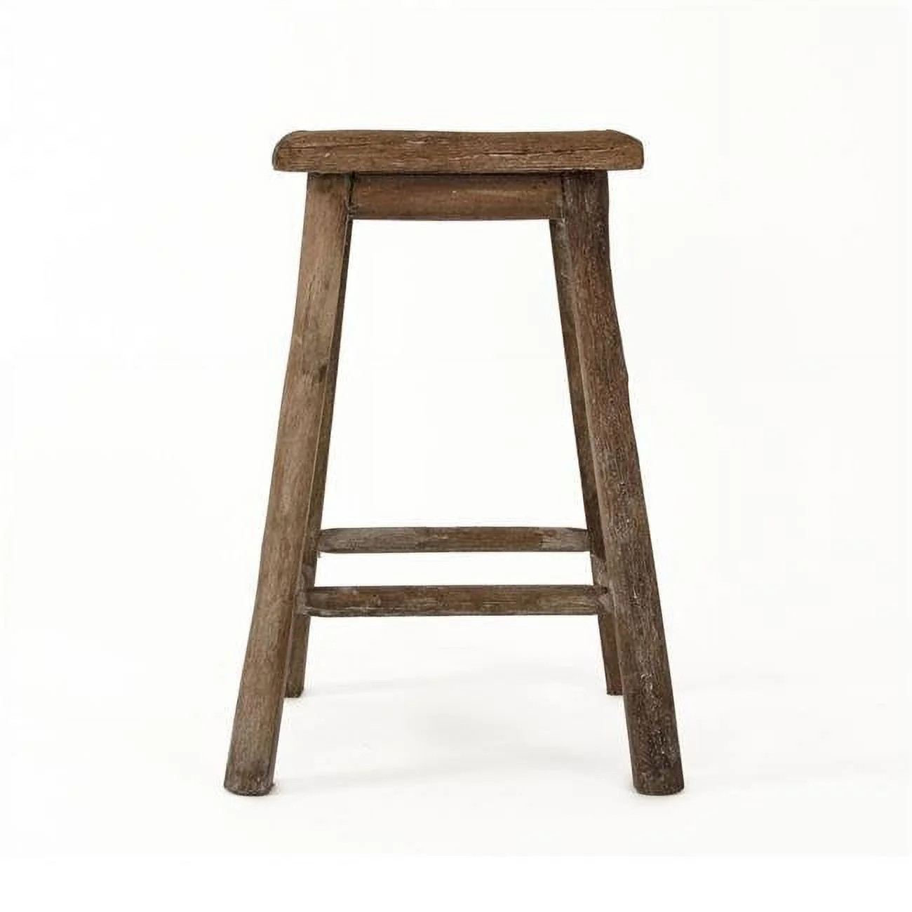 13 x 19 x 13 in. Weathered Natural Wood & Iron Rattan Stool | Walmart (US)