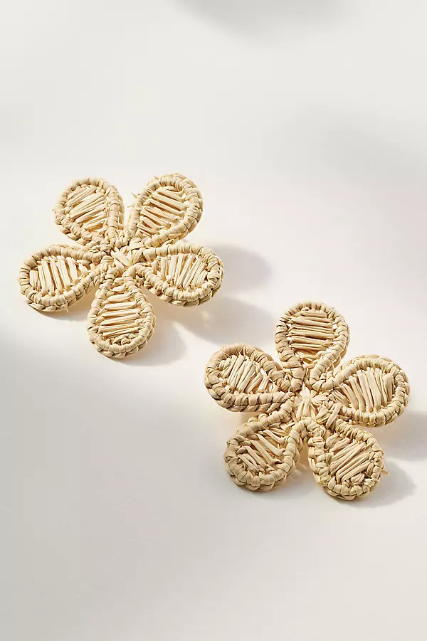 Neely Phelan Rattan Natural Flower Earrings | Anthropologie (US)