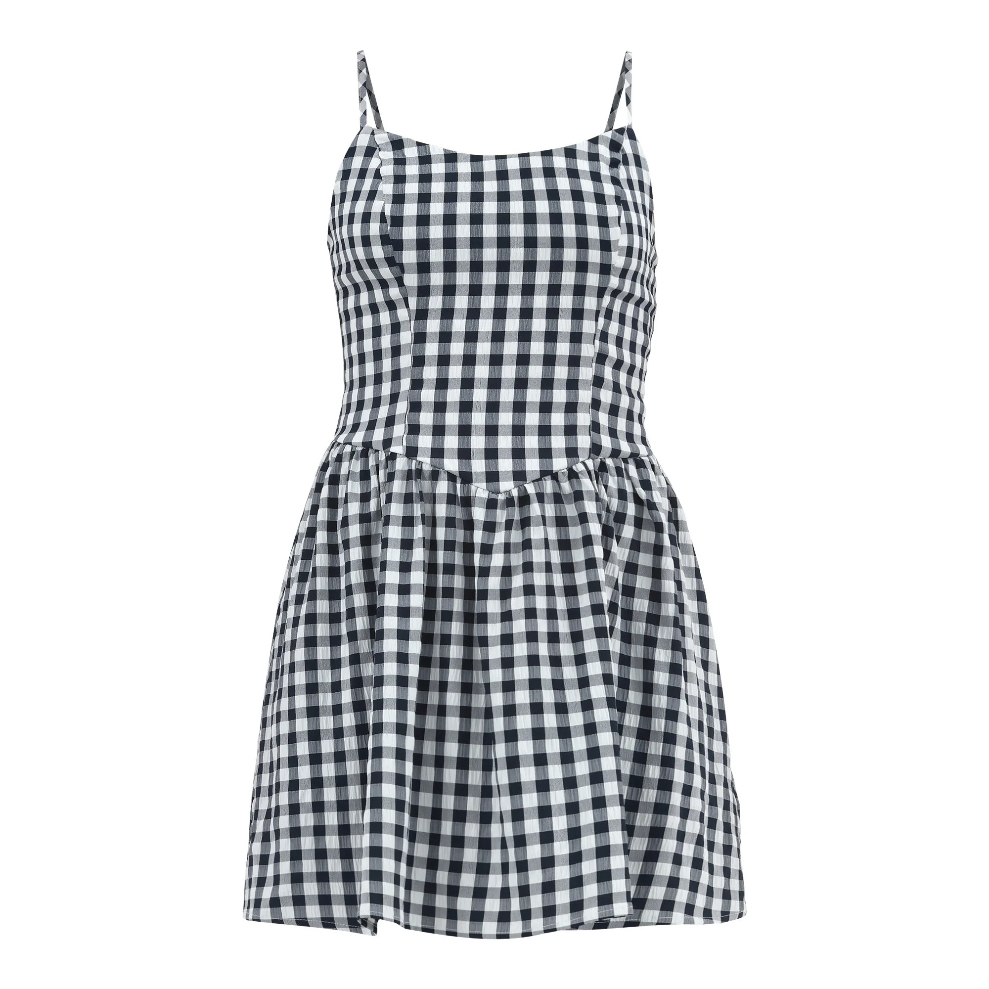 No Boundaries Seersucker Gingham Mini Dress, Women's | Walmart (US)