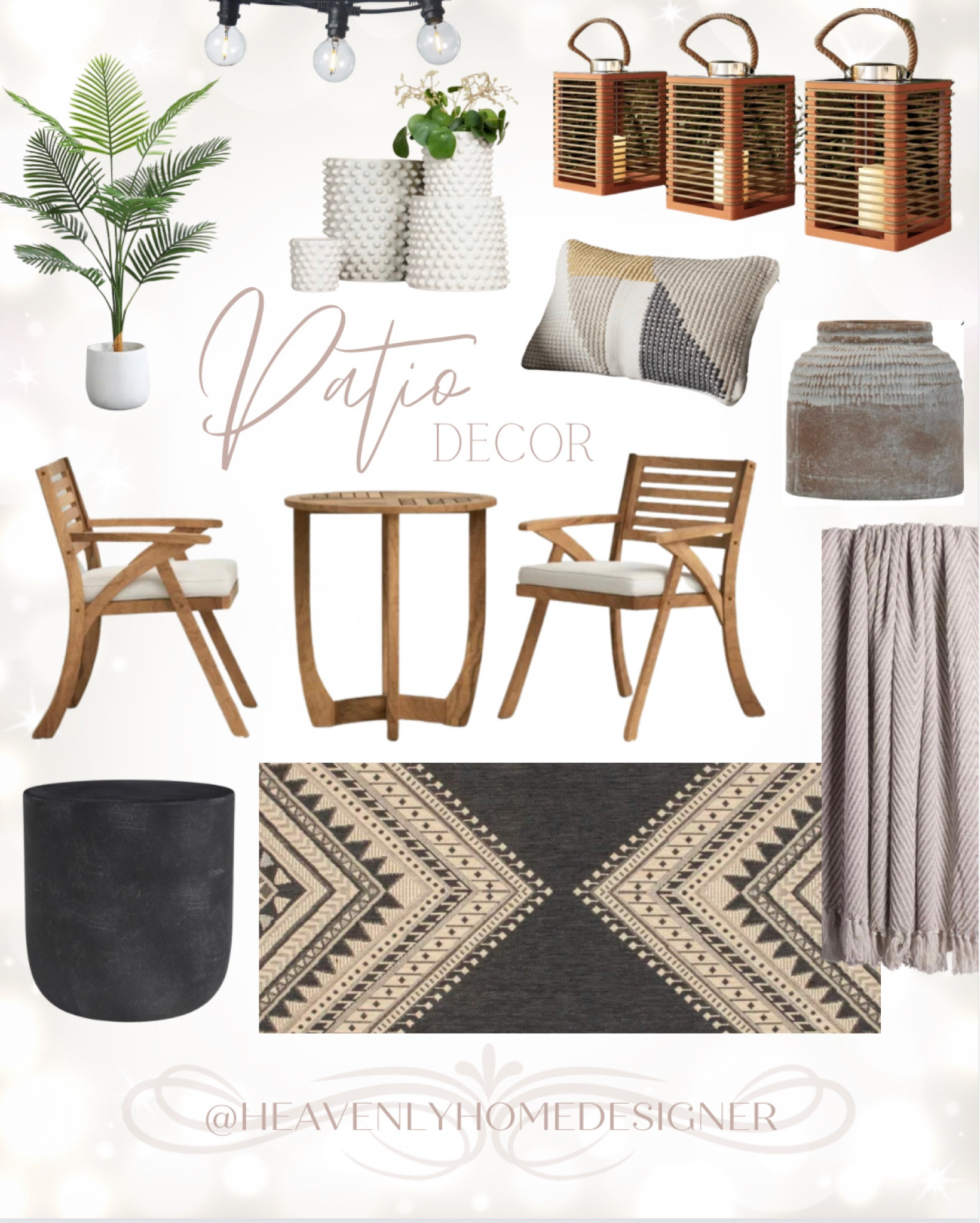 Wayfair patio furniture, Wayfair home decor, outdoor seating, small patio furniture, bistro seating, outdoor rug, modern patio decor, tan and black decor, neutral patio decor, boho patio decor, planter, outdoor blanket, outdoor lanterns, outdoor wood furniture, textured decor, summer entertaining, 

#LTKSeasonal #LTKhome #LTKsalealert
