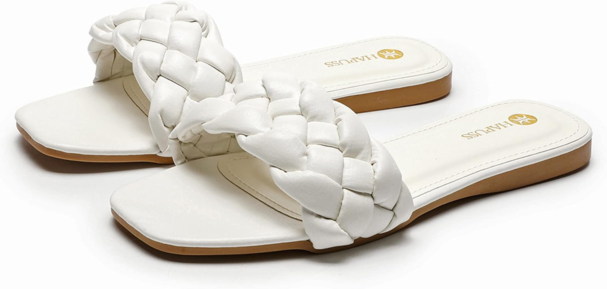 RAGEFIVE Braided Sandals For Womens Square Open Toe Flat Slides Sandals Cute Sandals for Women Dress | Amazon (US)