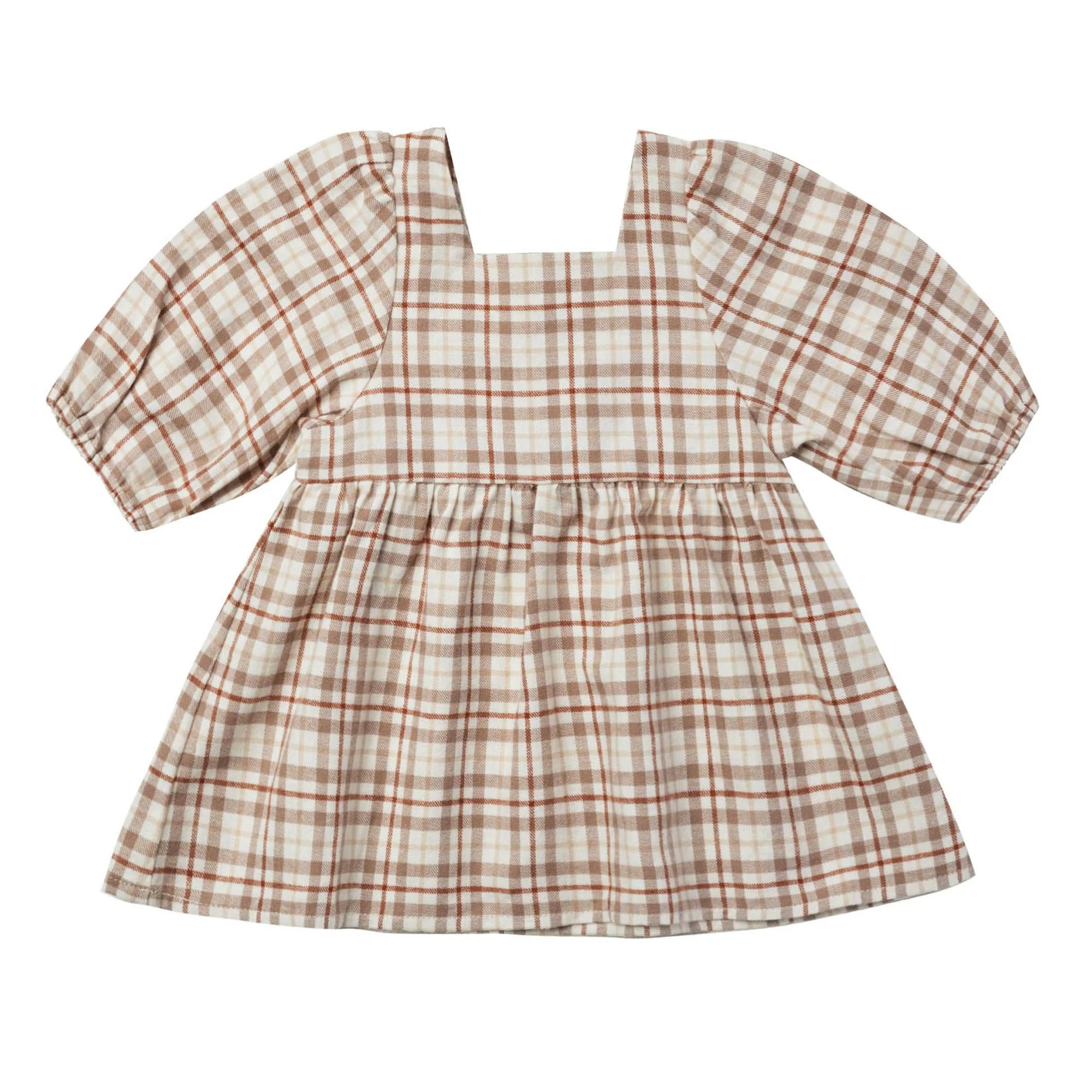Rylee & Cru Gretta Babydoll Dress, Mocha Plaid | SpearmintLOVE