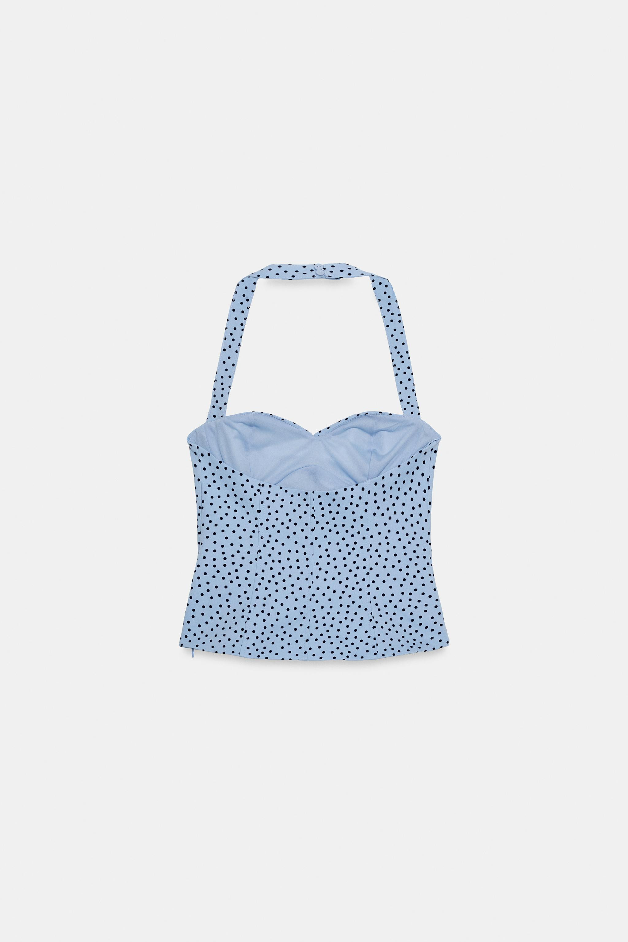 POLKA DOT ROUND NECK HALTER TOP | Zara US