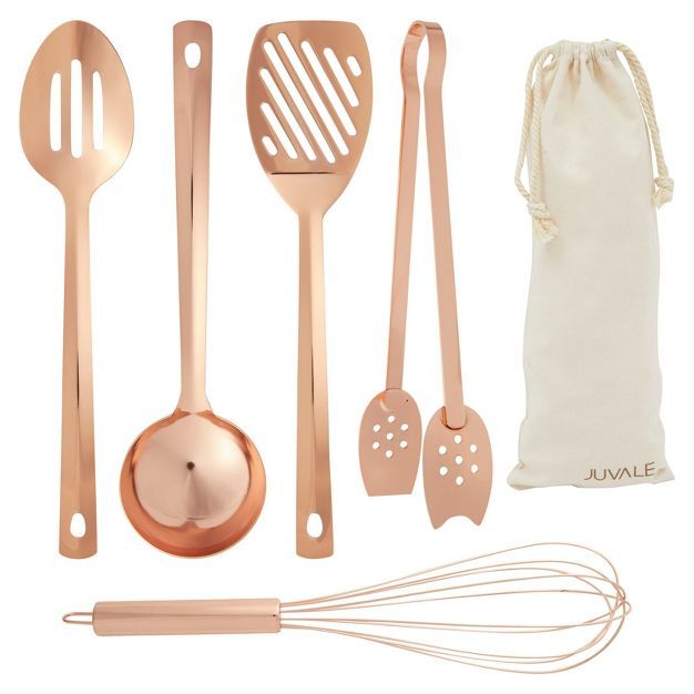 Juvale 5 Pieces Copper Kitchen Cooking Utensils Set, Rose Gold Cookware with Ladle, Whisk, Tongs,... | Target