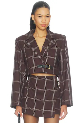 Lovers and Friends Brent Cropped Blazer in Brown. - size XXS | Revolve Clothing (Global)