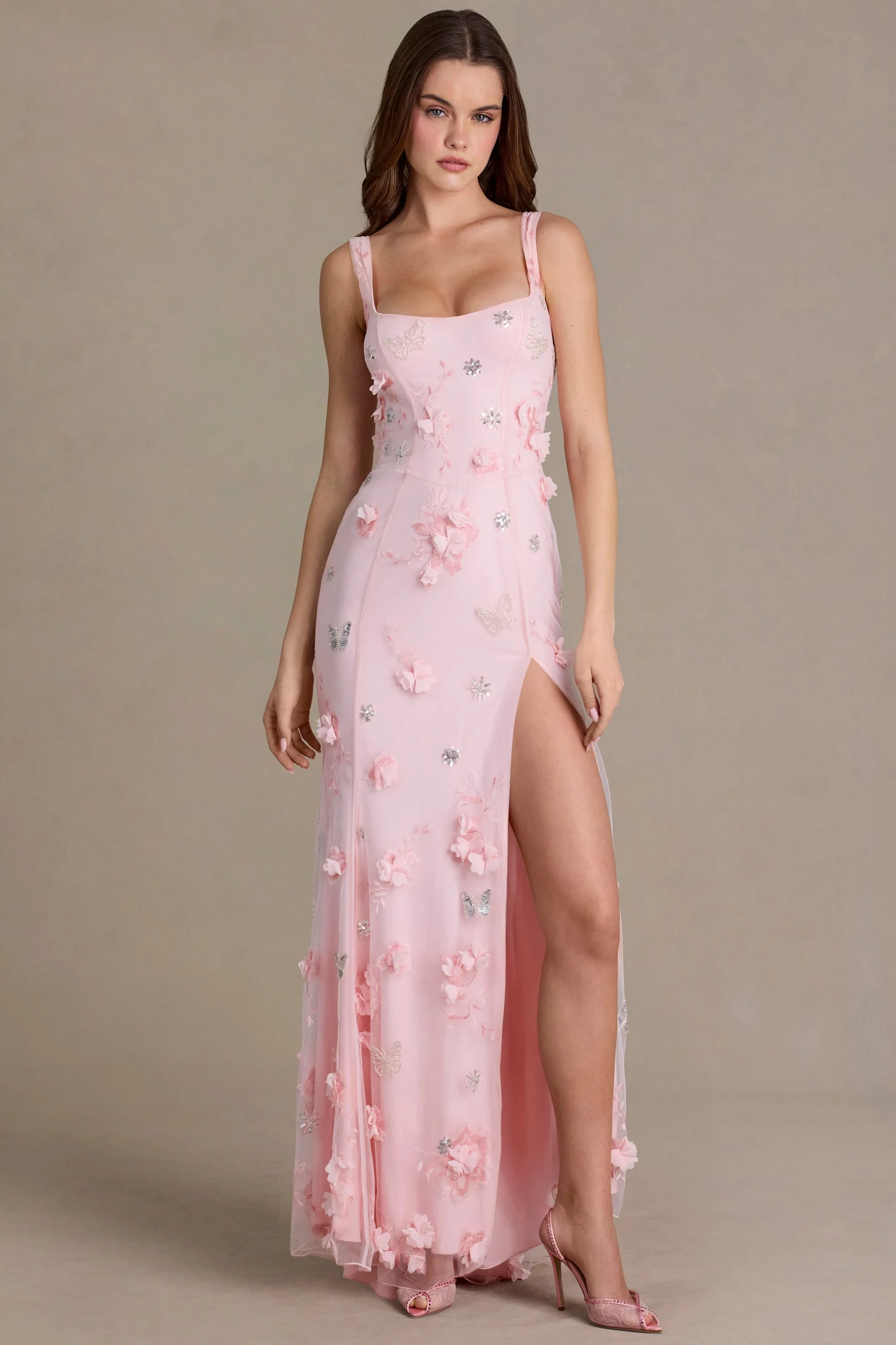 Premium Embellished Corset Gown in Baby Pink | Oh Polly