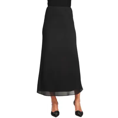 Alex Evenings Georgette A-Line Skirt in Black at Nordstrom, Size Large | Nordstrom