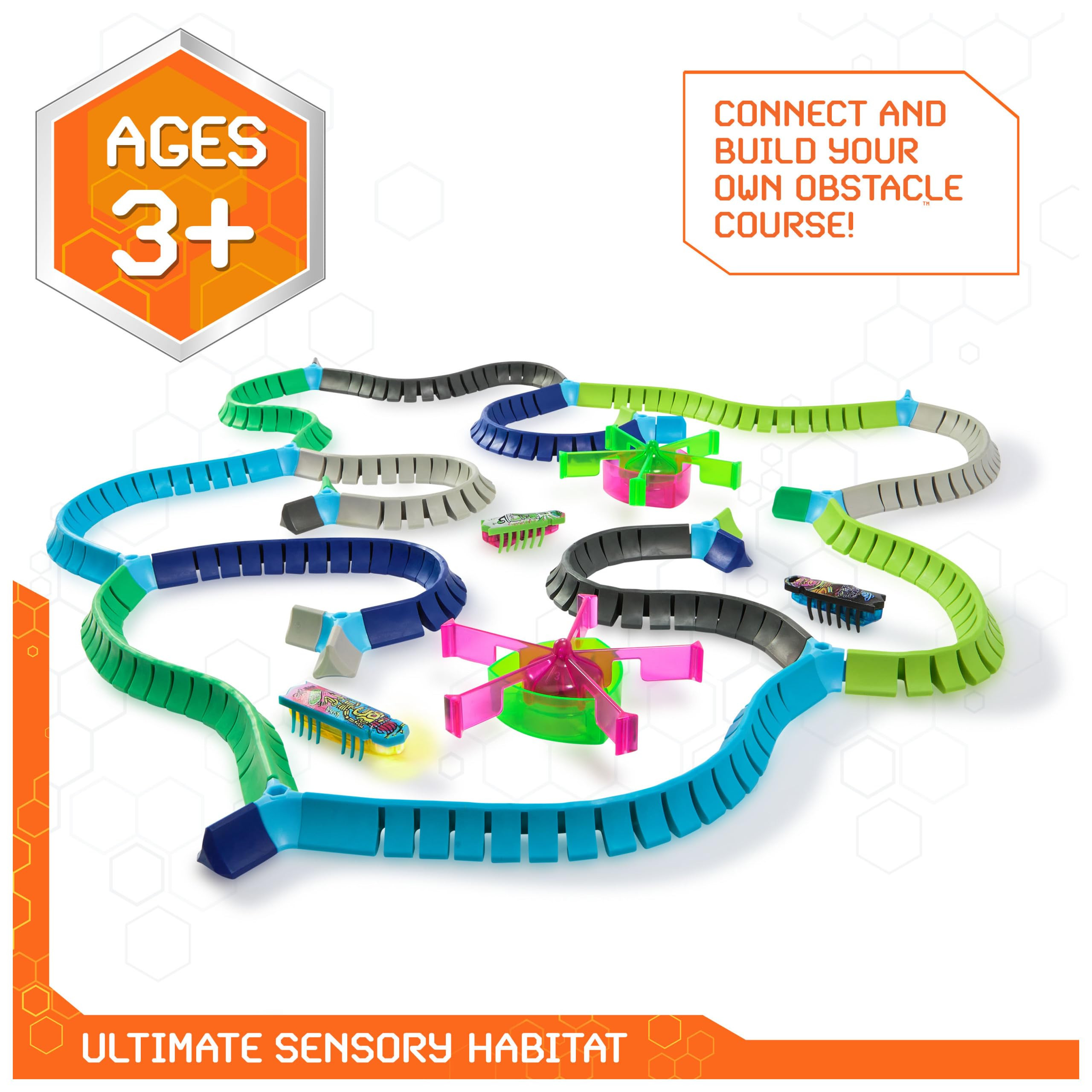 HEX BOTS Nano Land, Sensory Toys for Kids & Cats with Over 40 Pieces & 3 Nano Bots, Toy Playsets ... | Amazon (US)