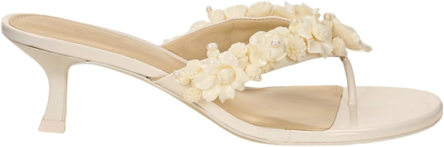 Flip Flop Sandals for Women Flower Kitten Heels Mules Open Toe Slip On Thong Sandals Summer Flora... | Amazon (US)