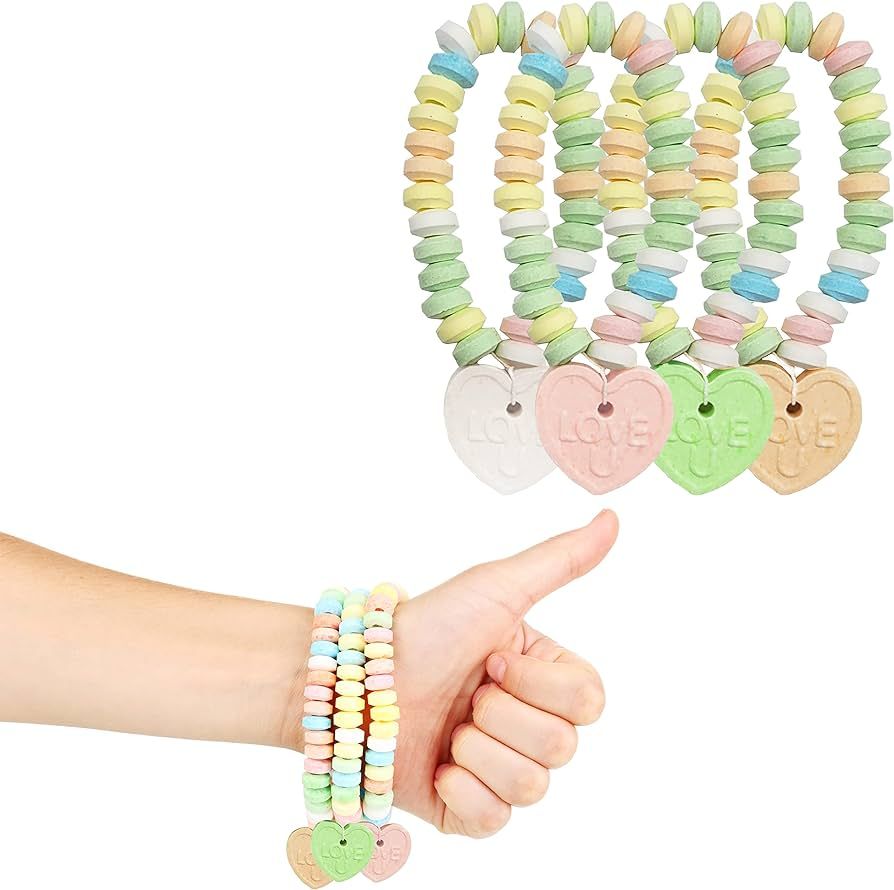 Valentine's Day Stretchable Heart Candy Bracelet, Multicolor Fruit-Flavored Chewables for Party F... | Amazon (US)