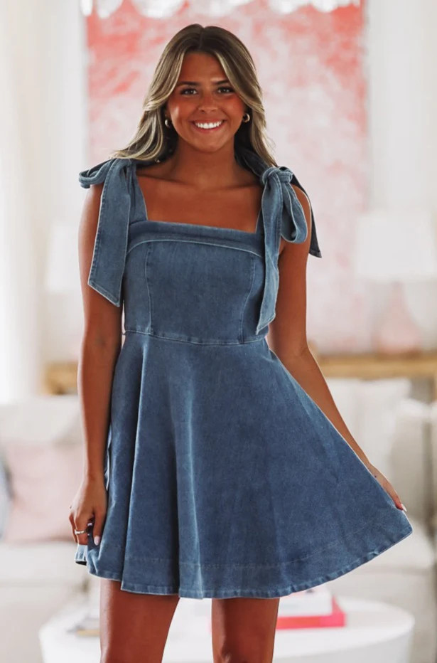 Sunny Baby Denim Mini Dress - Medium Wash | Hazel and Olive