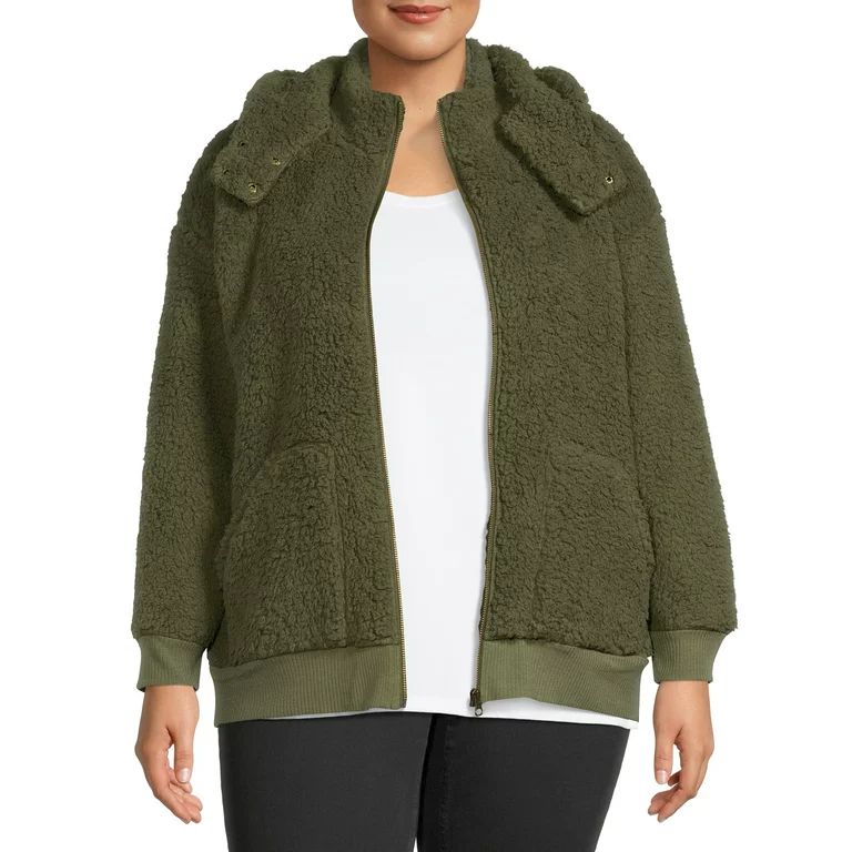 Terra & Sky Women's Plus Size Full-Zip Faux Sherpa Jacket | Walmart (US)