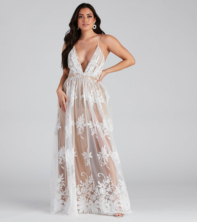 Morgan Formal Flocked Velvet Dress | Windsor Stores