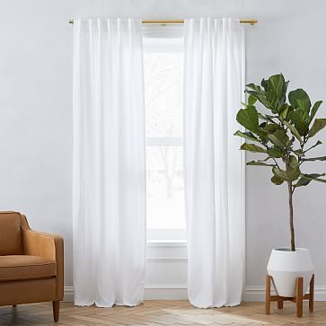 Belgian Linen Curtain, White, 48"x96" | West Elm (US)