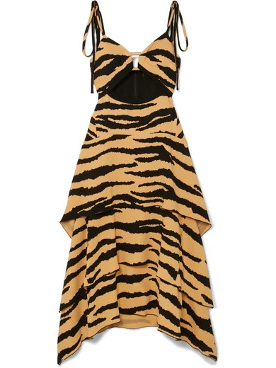Tiered tiger-print crepe maxi dress | NET-A-PORTER (UK & EU)